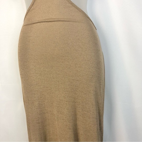 Boutique Light Brown Knit Ruched Bust Cut Out Maxi Dress L - Picture 5 of 5